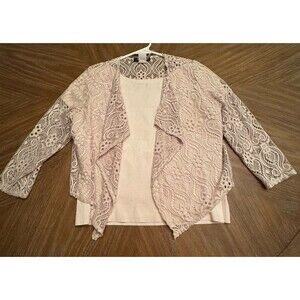 Michelle Lynn Tan Lace Bolero Shrug Jacket Medium With Worthington Large Top